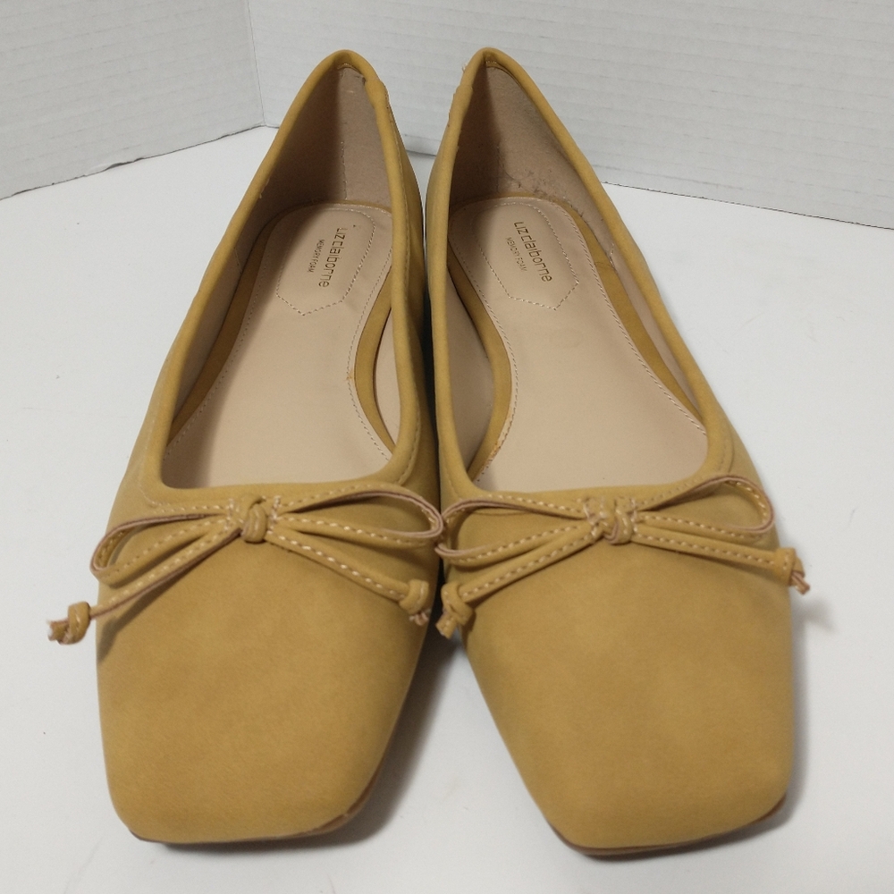 Liz Claiborne Mustard Yellow Square Toe Ballet Flat, Size 10, Cottagecore,Ballet